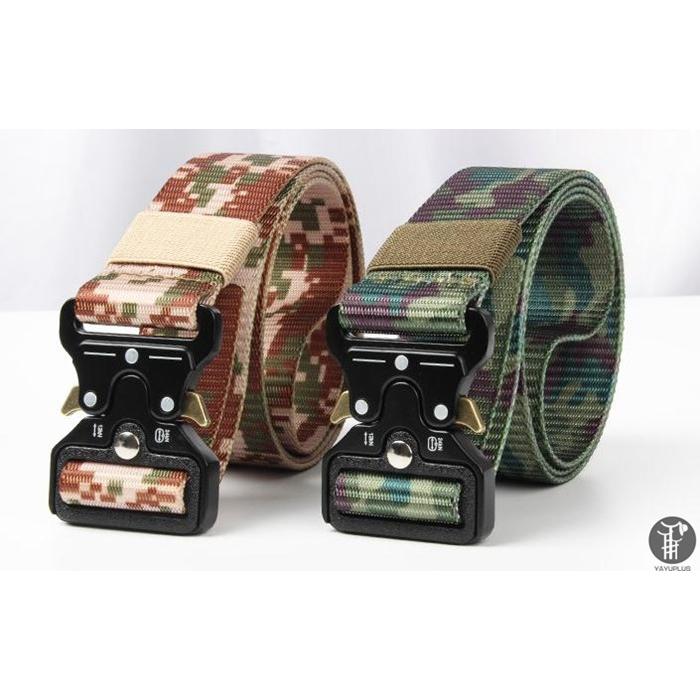 タクティカル ベルト サバゲー メンズ ナイロン ワンタッチ ミリタリー アウトドア メタルバックル サバイバル 穴なし ガンベルト 迷彩  代引不可 |  | 24