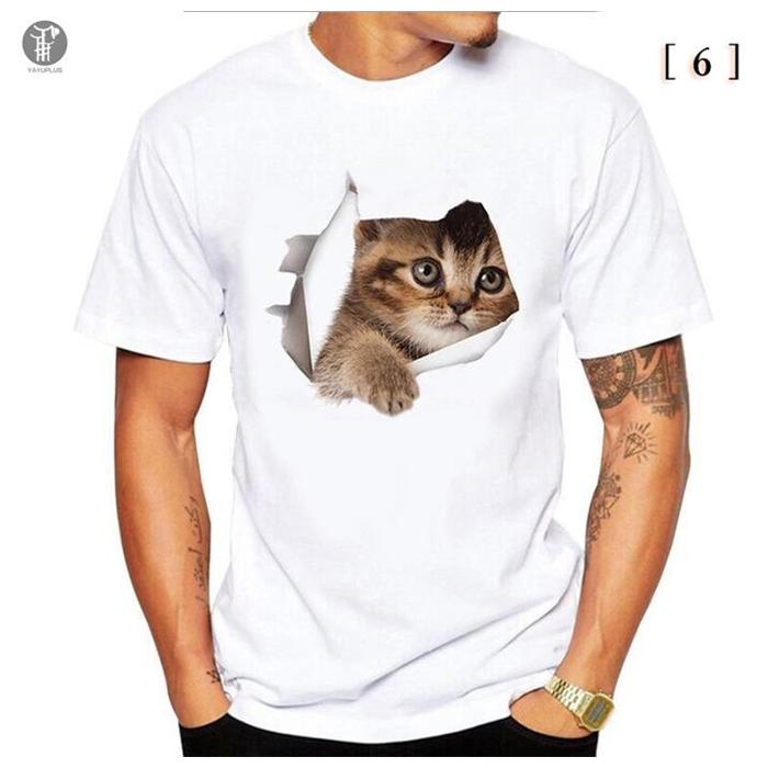 Tシャツ イラスト メンズ 3D 猫 茶トラ 可愛い 半袖 男女兼用 薄手 ねこ 白 レディース 面白 おもしろ トリックアート 送料無料 |  | 17