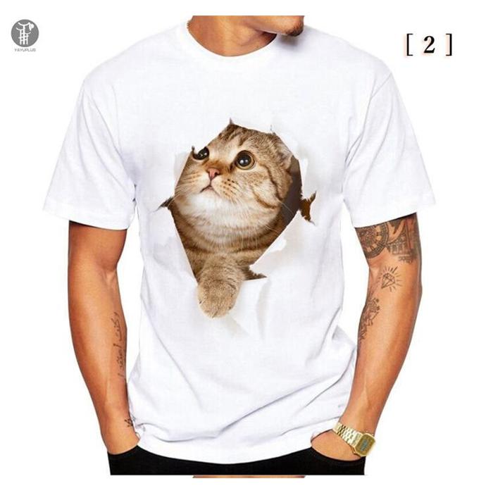 Tシャツ イラスト メンズ 3D 猫 茶トラ 可愛い 半袖 男女兼用 薄手 ねこ 白 レディース 面白 おもしろ トリックアート 送料無料 |  | 13