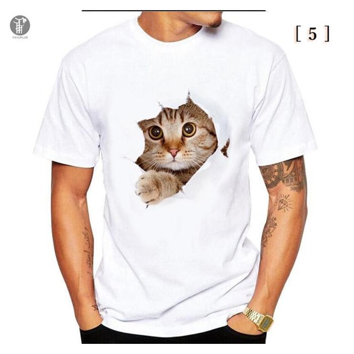 Tシャツ イラスト メンズ 3D 猫 茶トラ 可愛い 半袖 男女兼用 薄手 ねこ 白 レディース 面白 おもしろ トリックアート 送料無料 |  | 16
