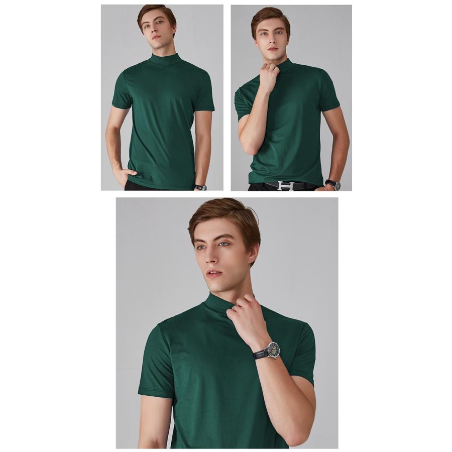 Tシャツ モックネック ゴルフ 半袖 メンズ ハイネックTシャツ カットソー ポロシャツ インナー |  | 12