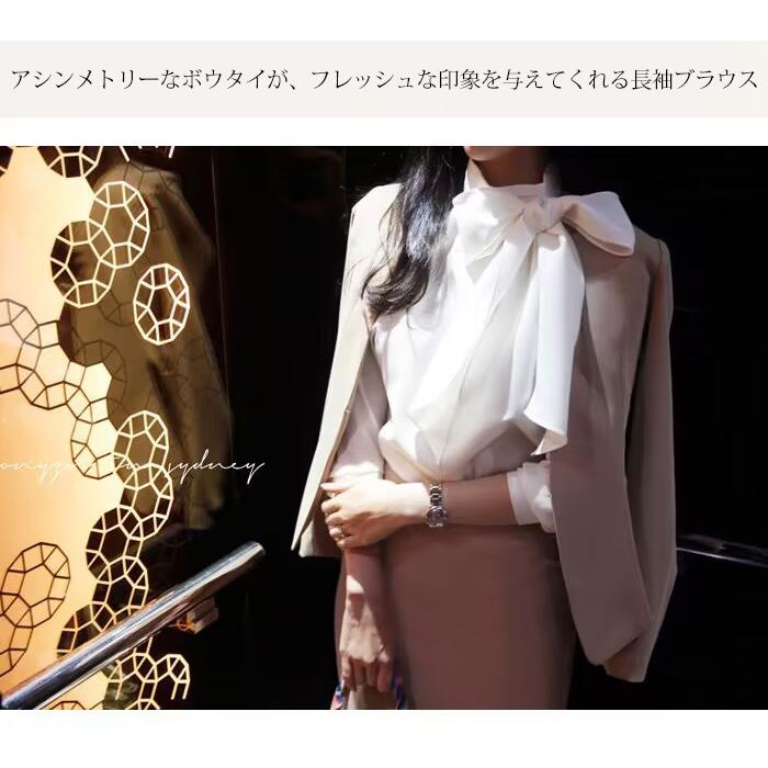 リボンブラウス レディース 長袖 フォーマル 卒業式 入園式 ブラウス シフォンシャツ 面接 七五三 40代 50代 |  | 01