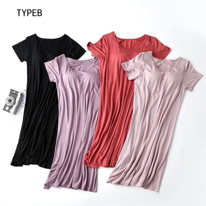 カップ付き ワンピース ロング リラックス 半袖 ゆったり ルームウェア レディース  ブラトップ 部屋着 パジャマ ナイトウェア |  | 19