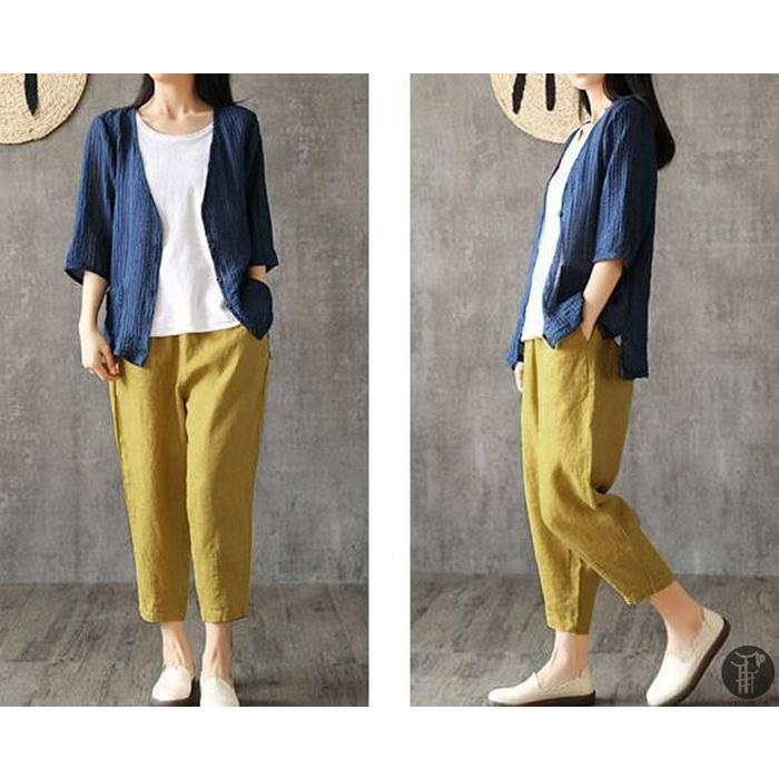 レギパン パンツ 9分丈麻綿パンツ 無地 麻綿パンツ 美脚 カジュアルパンツ ボトムス ロングズボン 体型カバー リラックス 代引不可 |  | 03