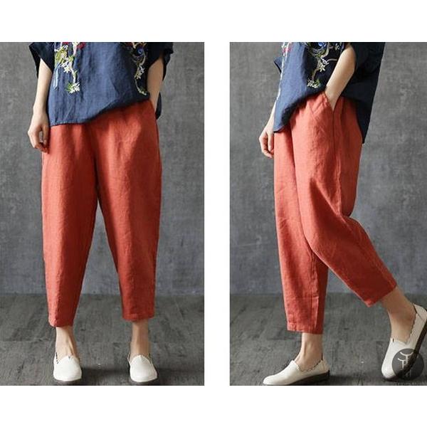 レギパン パンツ 9分丈麻綿パンツ 無地 麻綿パンツ 美脚 カジュアルパンツ ボトムス ロングズボン 体型カバー リラックス 代引不可 |  | 04