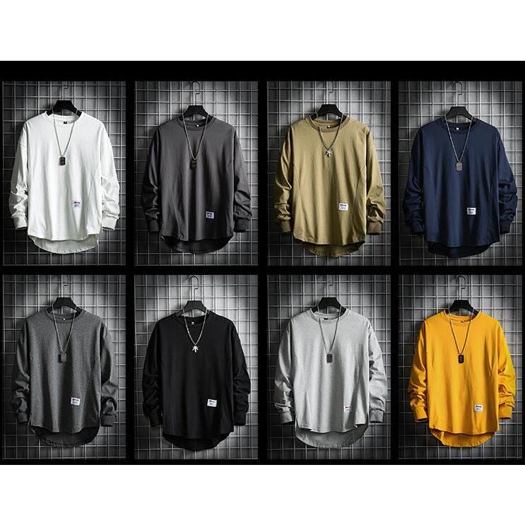 Tシャツ メンズ 長袖 無地 ロンT ティーシャツ カットソー ゆったり 不規則 後ろ長め丈 カジュアル 後ろ丈長め バックロング 代引不可 |  | 10