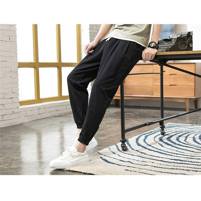 リネンパンツ テーパードパンツ メンズ 麻パンツ カジュアル ズボン 薄手 無地 綿麻 九分丈 ボトムス 秋物 |  | 01