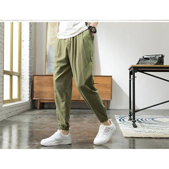 リネンパンツ テーパードパンツ メンズ 麻パンツ カジュアル ズボン 薄手 無地 綿麻 九分丈 ボトムス 秋物 |  | 04