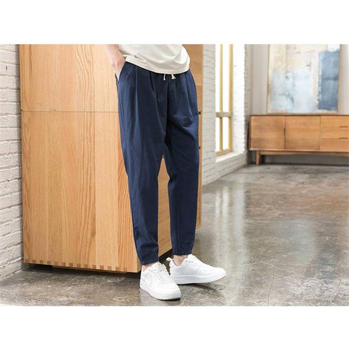 リネンパンツ テーパードパンツ メンズ 麻パンツ カジュアル ズボン 薄手 無地 綿麻 九分丈 ボトムス 秋物 |  | 06