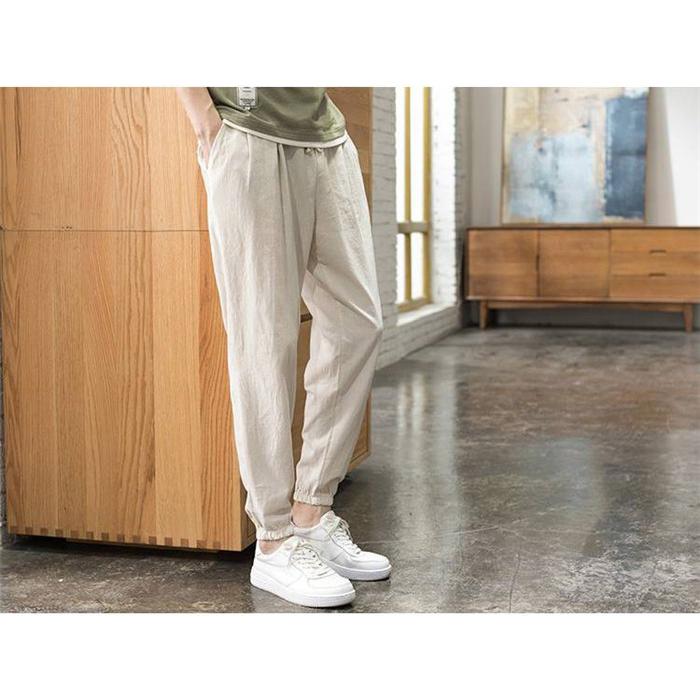 リネンパンツ テーパードパンツ メンズ 麻パンツ カジュアル ズボン 薄手 無地 綿麻 九分丈 ボトムス 秋物 |  | 09