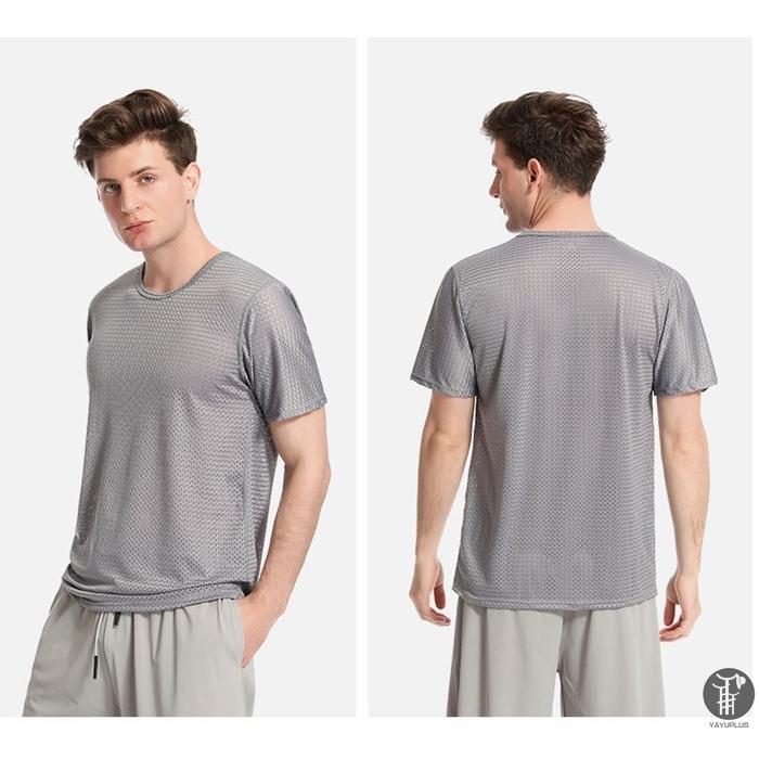 Tシャツ 接触冷感 半袖 メンズ メッシュ編み 通気性 夏 吸汗 速乾 クルーネック 軽量 ストレッチ インナーシャツ 快適 薄手 透け 代引不可 |  | 16