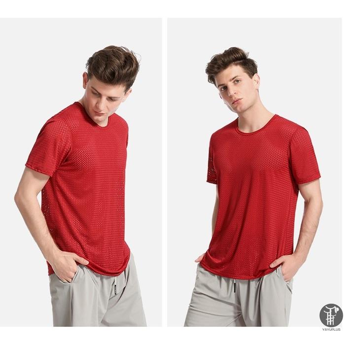 Tシャツ 接触冷感 半袖 メンズ メッシュ編み 通気性 夏 吸汗 速乾 クルーネック 軽量 ストレッチ インナーシャツ 快適 薄手 透け 代引不可 |  | 18