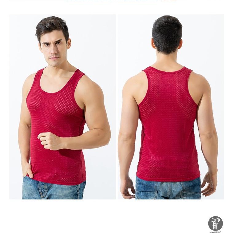タンクトップ メッシュ編み 接触冷感 メンズ インナーシャツ 肌着 ノースリーブ 夏 無地 肌触り 吸汗 速乾 通気性 ストレッチ 薄手 代引不可 |  | 10