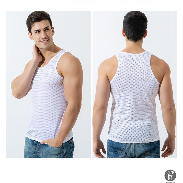 タンクトップ メッシュ編み 接触冷感 メンズ インナーシャツ 肌着 ノースリーブ 夏 無地 肌触り 吸汗 速乾 通気性 ストレッチ 薄手 代引不可 |  | 06