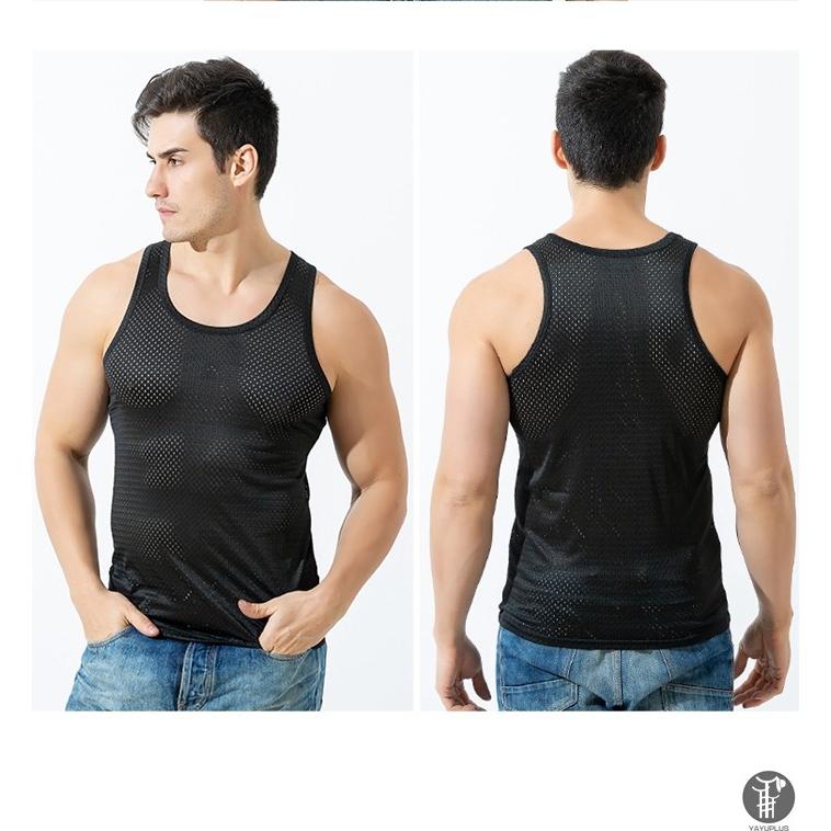 タンクトップ メッシュ編み 接触冷感 メンズ インナーシャツ 肌着 ノースリーブ 夏 無地 肌触り 吸汗 速乾 通気性 ストレッチ 薄手 代引不可 |  | 07