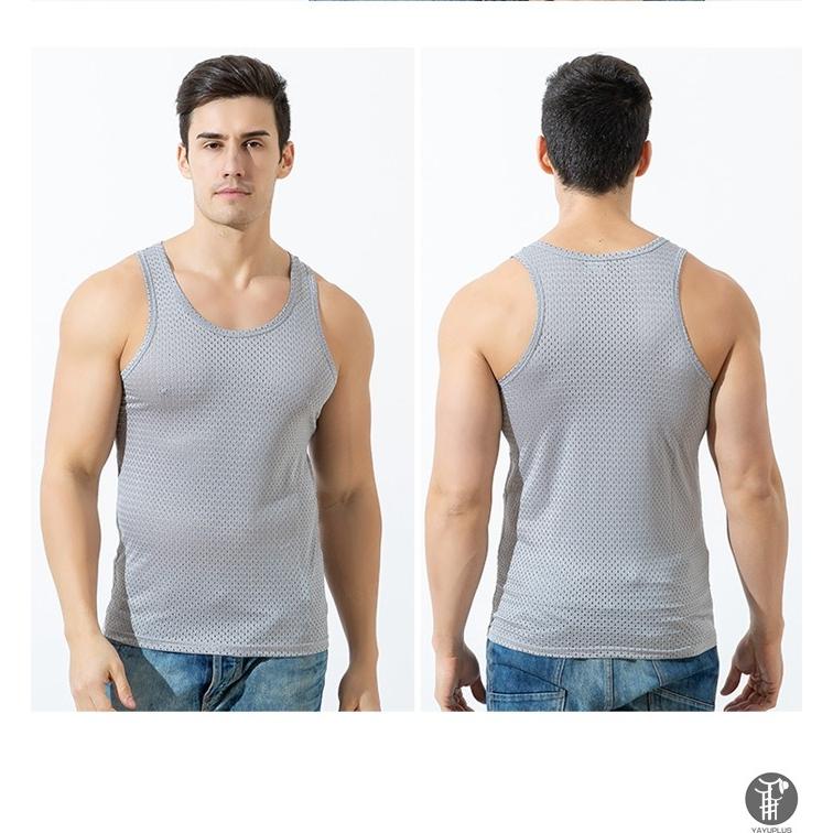 タンクトップ メッシュ編み 接触冷感 メンズ インナーシャツ 肌着 ノースリーブ 夏 無地 肌触り 吸汗 速乾 通気性 ストレッチ 薄手 代引不可 |  | 08