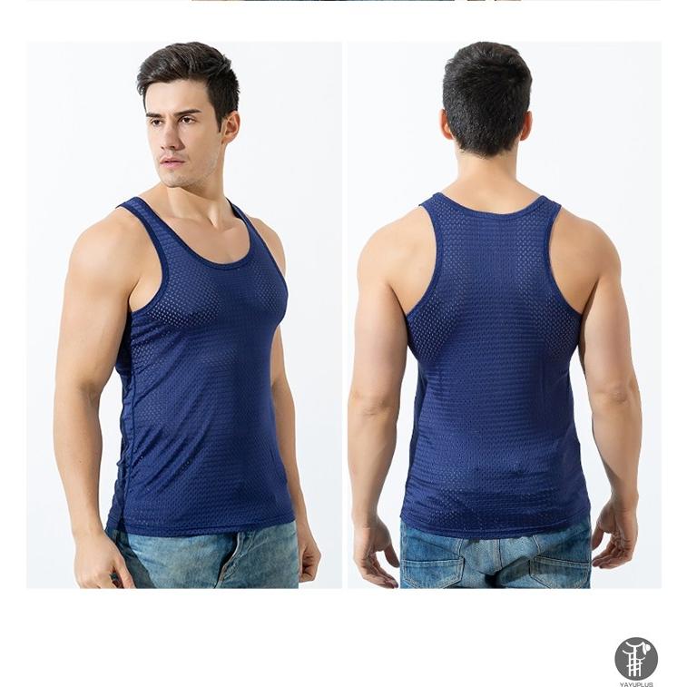 タンクトップ メッシュ編み 接触冷感 メンズ インナーシャツ 肌着 ノースリーブ 夏 無地 肌触り 吸汗 速乾 通気性 ストレッチ 薄手 代引不可 |  | 09