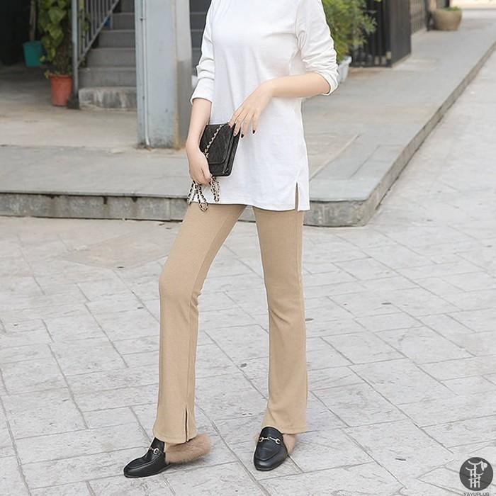 リブレギンス  スリット レギンスパンツ  レディース セール ボトムス スキニー フレアレギンス ベルボトム 裾広 メロウ 伸縮性 代引不可 |  | 14