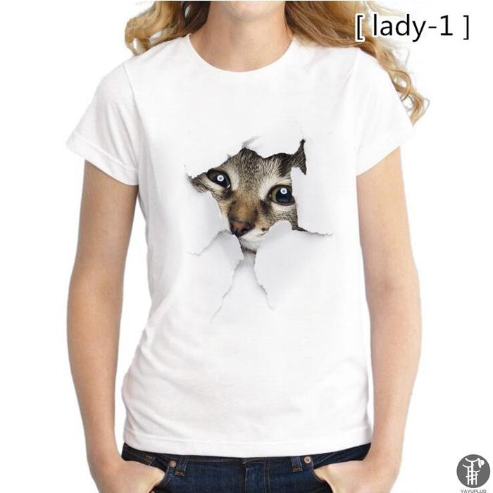 可愛い 3D 猫 Tシャツ 半袖 男女兼用 メンズ 薄手 ねこ 白 レディース 面白 おもしろ かわいい トリックアート 代引不可 |  | 18