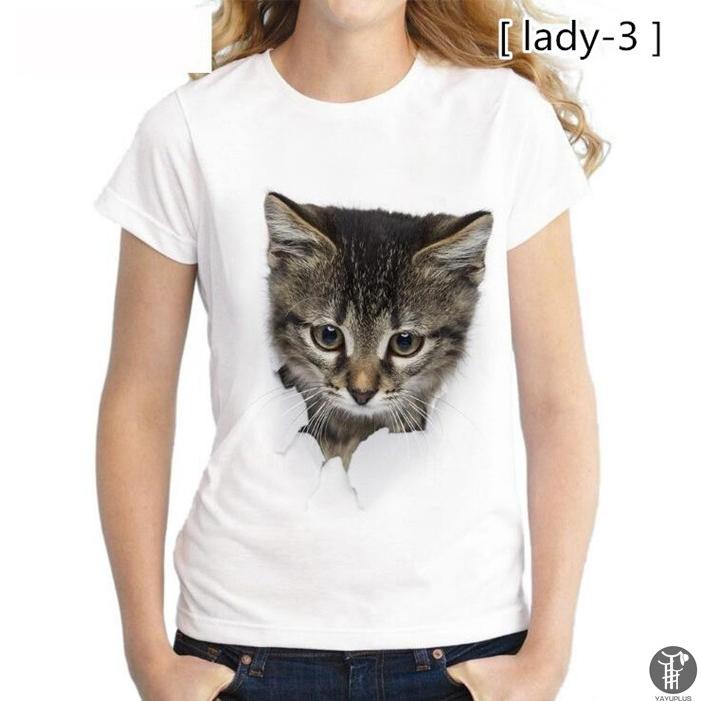 可愛い 3D 猫 Tシャツ 半袖 男女兼用 メンズ 薄手 ねこ 白 レディース 面白 おもしろ かわいい トリックアート 代引不可 |  | 19