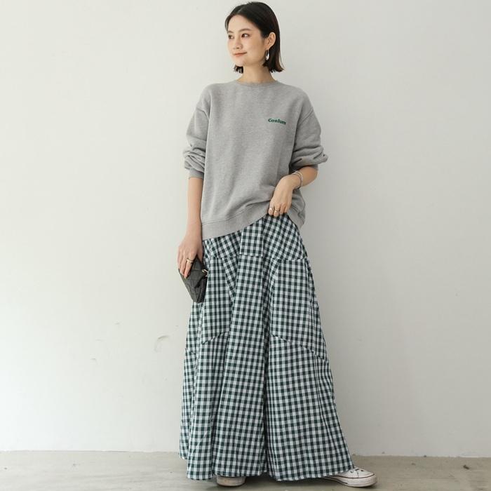 スカート レディース ロングスカート ロング丈 マキシ丈 チェック柄