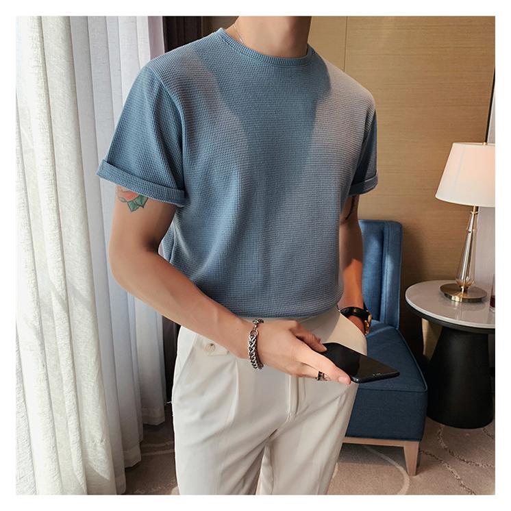 サマーニット メンズ トップス クルーネック半袖ニット 半袖 無地 薄手 クルーネック Tシャツ ゴルフ シャツ キレイめ 夏 父の日 |  | 11