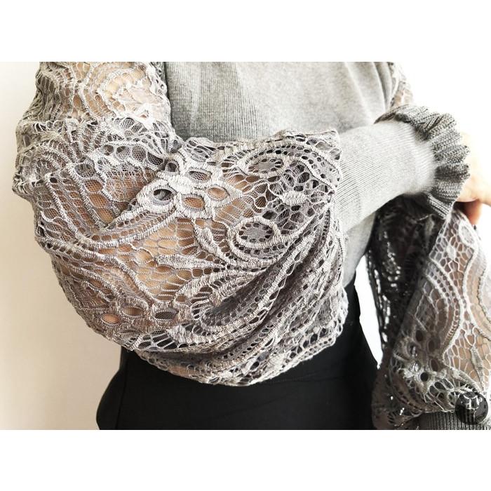 ニット セーター ニットソー ラウンドネック レース袖 レーススリーブ 花柄 2type レディース トップス |  | 21