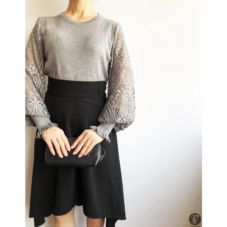 ニット セーター ニットソー ラウンドネック レース袖 レーススリーブ 花柄 2type レディース トップス |  | 22