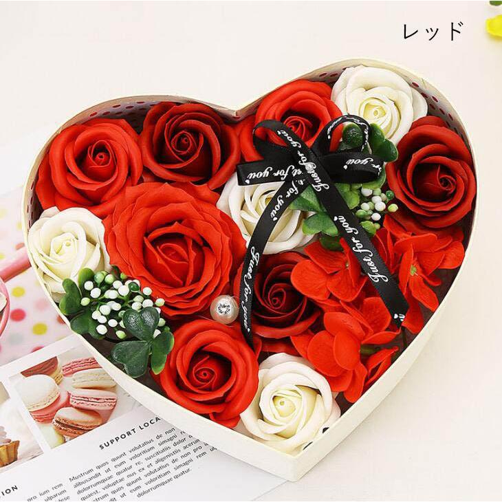 ソープフラワー バレンタインデー ホワイトデー 母の日 スクエアボックス ギフト バラ 花 ハート形ボックス 石鹸 香り フラワーソープ せっけん |  | 25