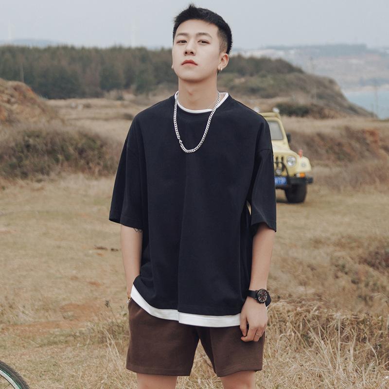 Tシャツ メンズ 重ね着風 半袖Tシャツ トップス クルーネック 半袖 ティーシャツ カジュアル おしゃれ ファッション 夏 代引不可 |  | 20