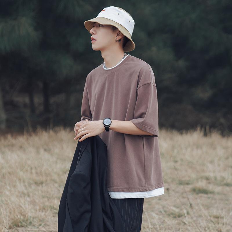 Tシャツ メンズ 重ね着風 半袖Tシャツ トップス クルーネック 半袖 ティーシャツ カジュアル おしゃれ ファッション 夏 代引不可 |  | 22