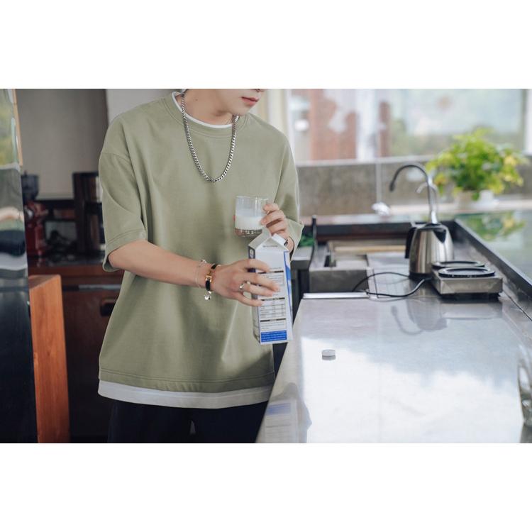 Tシャツ メンズ 重ね着風 半袖Tシャツ トップス クルーネック 半袖 ティーシャツ カジュアル おしゃれ ファッション 夏 代引不可 |  | 14