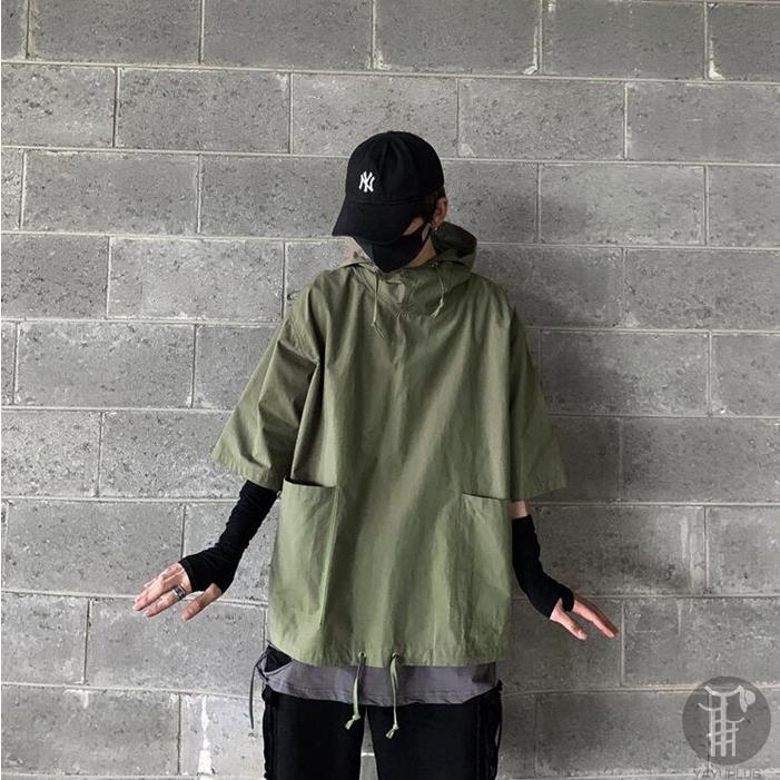 Tシャツ メンズ  五分袖 トップス パーカー 夏 カットソー フード付き Tシャツ ポッケト 軽量 快適 薄手 ブラック アーミーグリーン 代引不可 |  | 12