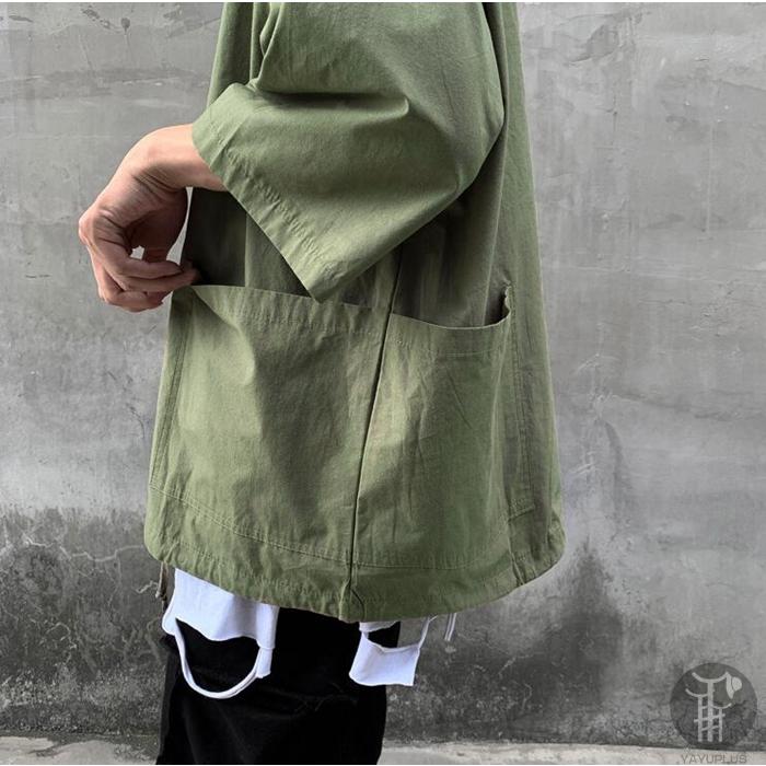 Tシャツ メンズ  五分袖 トップス パーカー 夏 カットソー フード付き Tシャツ ポッケト 軽量 快適 薄手 ブラック アーミーグリーン 代引不可 |  | 05