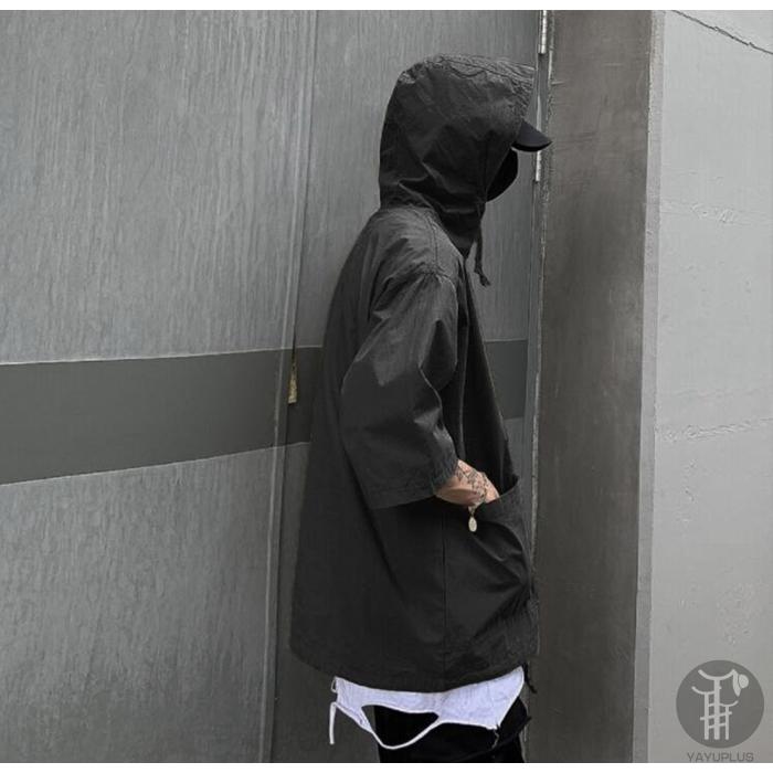 Tシャツ メンズ  五分袖 トップス パーカー 夏 カットソー フード付き Tシャツ ポッケト 軽量 快適 薄手 ブラック アーミーグリーン 代引不可 |  | 09