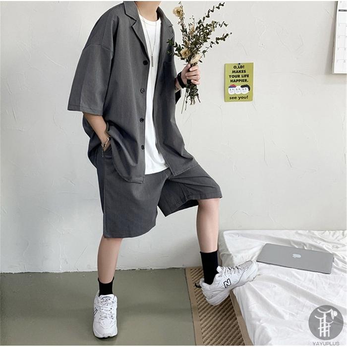 上下セット セットアップ メンズ 半袖 テーラードジャケット サマージャケット アウター ハーフパンツ トップス ボトムス カジュアル おしゃれ 代引不可 |  | 12