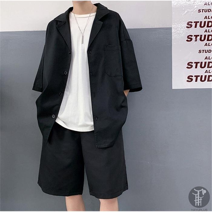上下セット セットアップ メンズ 半袖 テーラードジャケット サマージャケット アウター ハーフパンツ トップス ボトムス カジュアル おしゃれ 代引不可 |  | 05