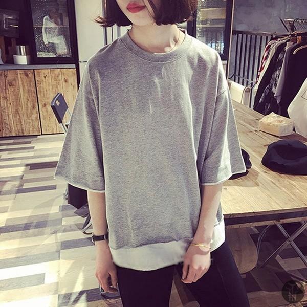 重ね着風tシャツ カットソー クルーネック レディース トップス ロンt 重ね着風 無地 プルオーバー カジュアル シンプル 夏 ファッション 代引不可 Yg08 Goodplus グッドプラス 通販 Yahoo ショッピング