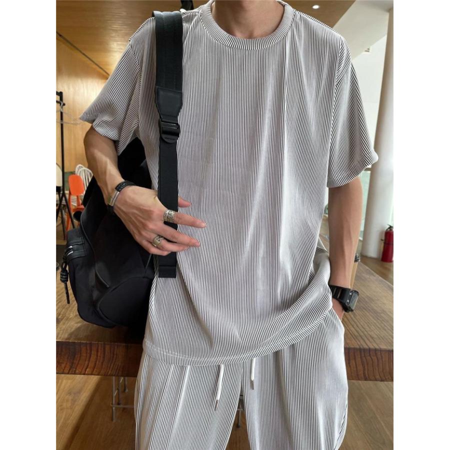 メンズセットアップ夏 半袖 メンズルームウェア半袖 韓国風