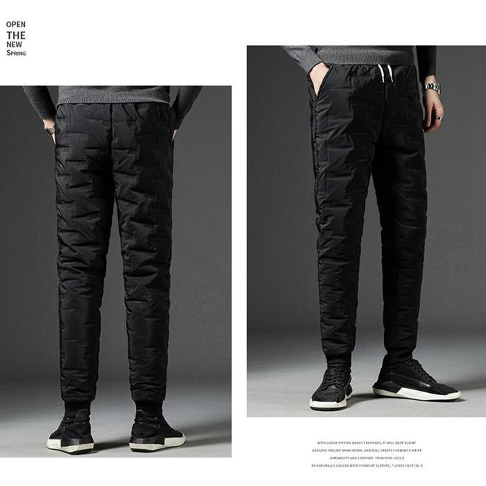 暖かい エコ ダウンパンツ ジョガーパンツ 中綿パンツ あったか 防寒