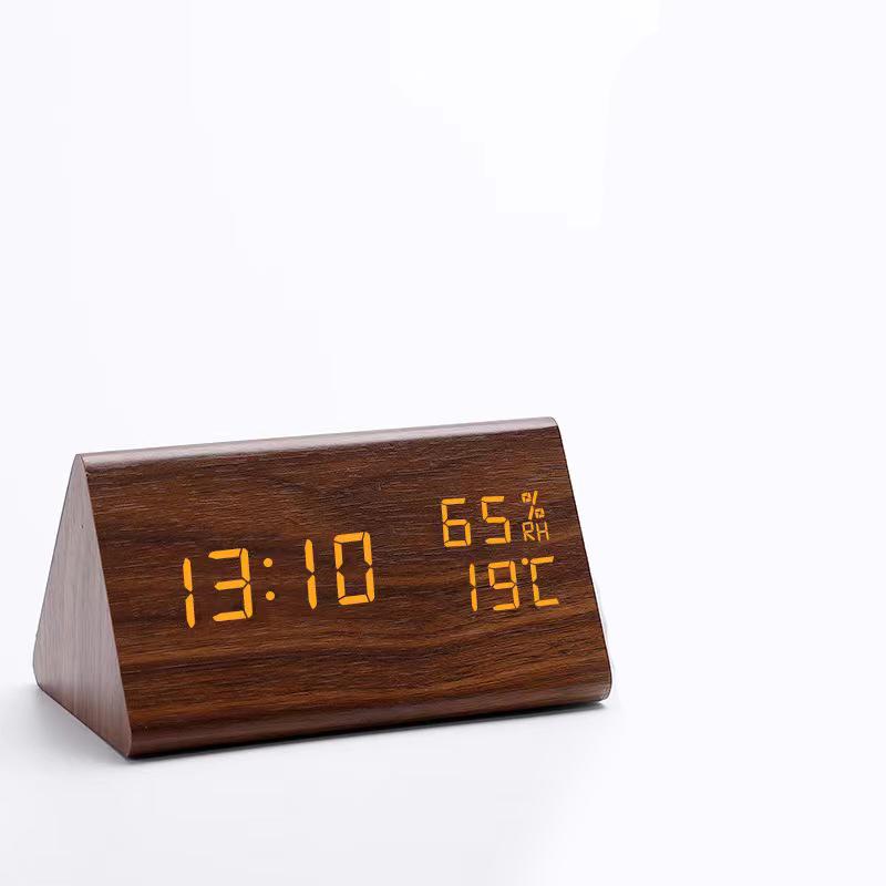 デジタル時計 木目調 置き時計 おしゃれ USB給電式 デジタル LED 光