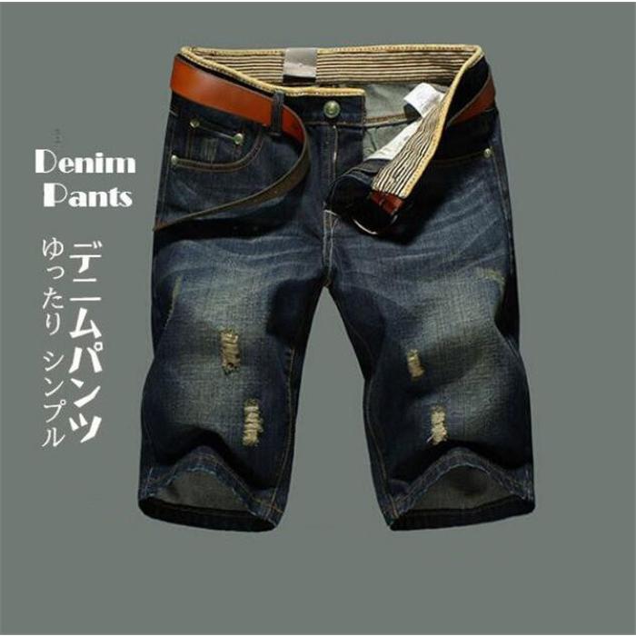 デニムパンツ ジーンズ ショートパンツ ダメージ加工 ハーフパンツ メンズ 細身 半ズボン スリム ショーツ ストレッチ 短パン １着でも送料無料