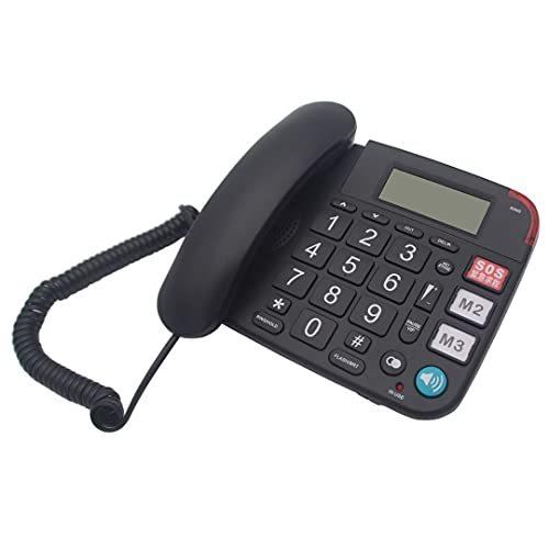 おトク情報がいっぱい SUNSTEKスピーカー付き大型ボタン固定電話 家庭用電話 ランキング総合1位 着信音とスピーカーの音量調節可能 ディスプレイ付き ワンキーSOS通話 高齢者向け有線電話