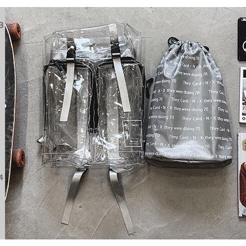 売り切り御免 リュックサック 透明 おしゃれ スケルトン バックパック 内袋付き 大容量 個性的 自転車 スポーツジム お出かけ用 通学 サイクリング 2way 撥水仕様 Materialworldblog Com