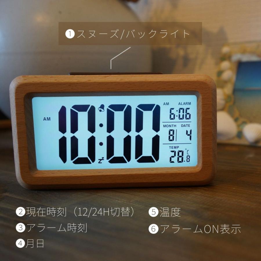 お中元 目覚まし時計 デジタル 置時計 小さい 天然木製 おしゃれ 木目 可愛い 温度計 電池式 多機能 光センサー付き ベッドルーム リビング 持ち運び便利 木製 Wantannas Go Id