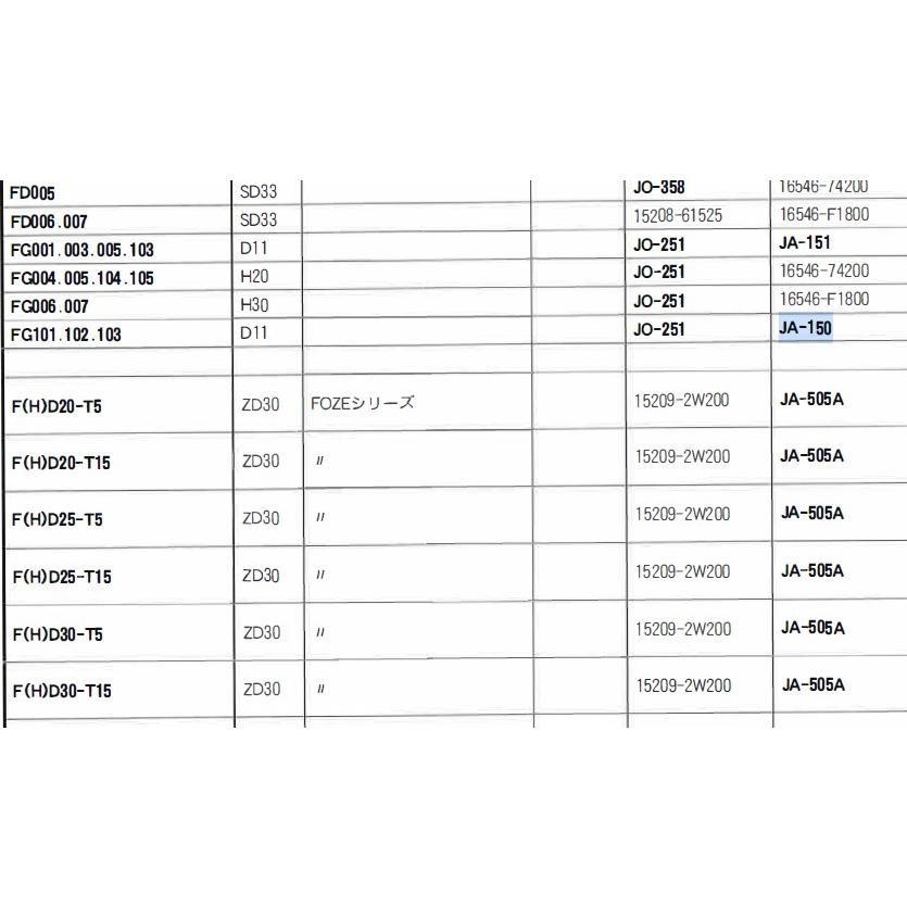 JA-150 日産 フォークリフト F01 FG101 FG102 FG103 の一部 ユニオン製 品番要確認 エアーエレメント エアー ...