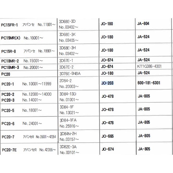 JO-203 コマツ パワーショベル PC20 PC40 PC75 PC100 の一部 ユニオン製 品番要確認 オイルエレメント オイルフィルター｜goodradinet1｜05