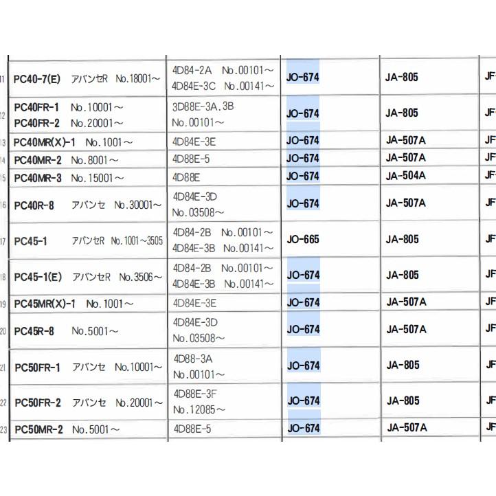 JO-674 コマツ パワーショベル PC27 PC28 PC30 PC35 PC38 PC40 の一部