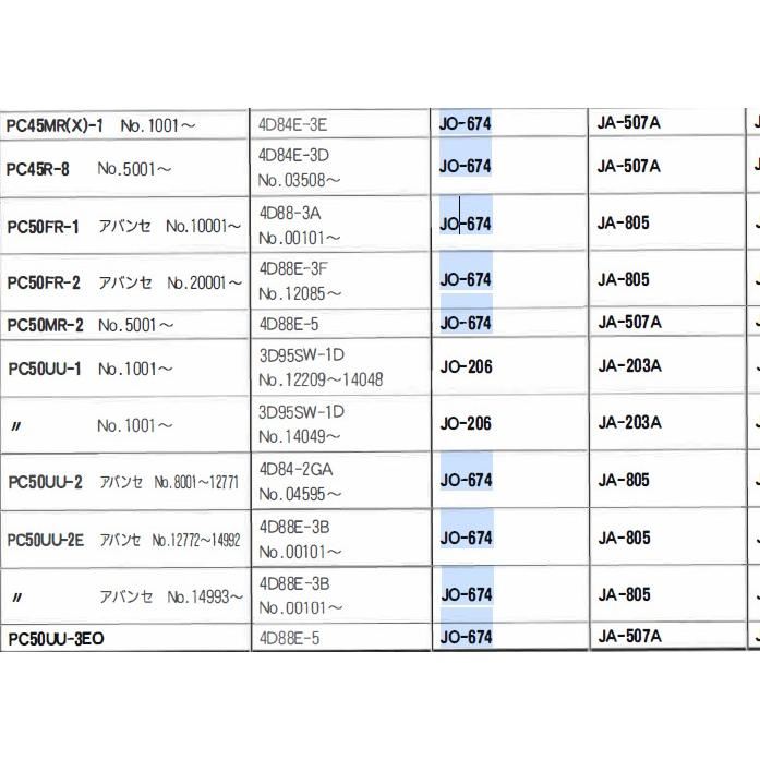 JO-674 コマツ パワーショベル PC27 PC28 PC30 PC35 PC38 PC40 の一部