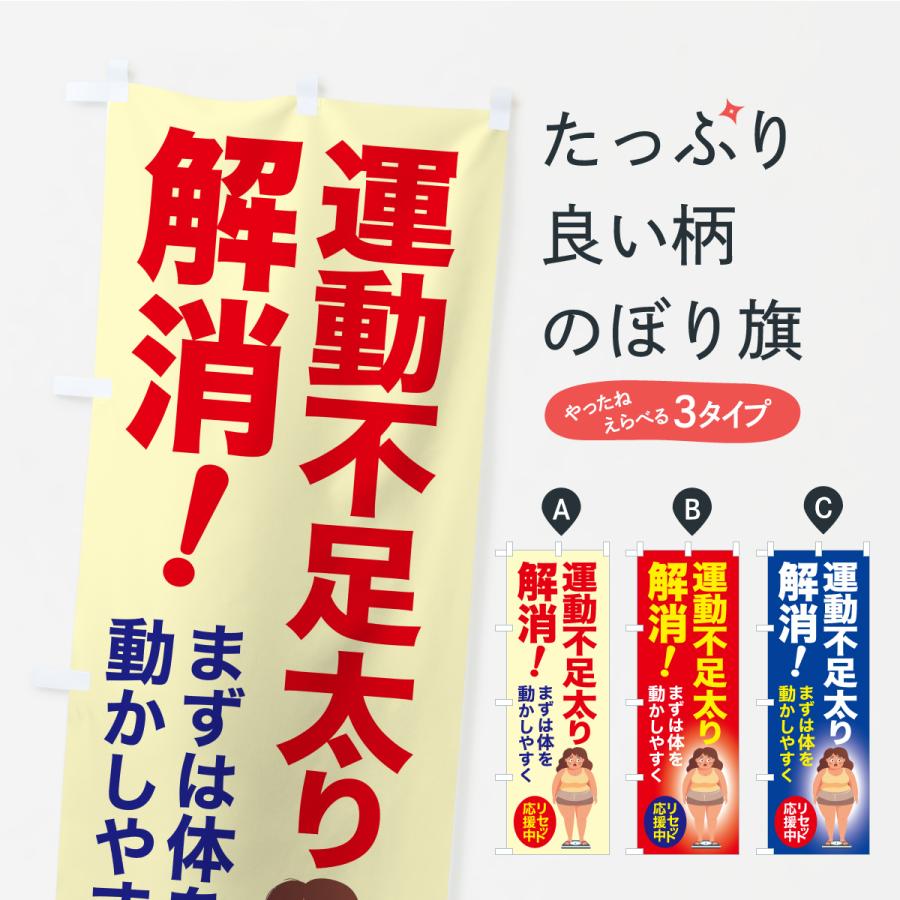 のぼり旗 運動不足太り解消・食べ過ぎ・体重増加・体重リセット | 